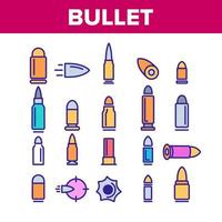 conjunto de ícones de cores de munição de bala vetor