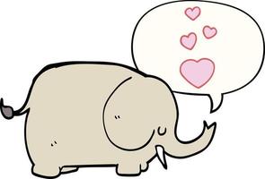 elefante bonito dos desenhos animados e corações de amor e balão vetor