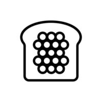 pão, vetor de ícone de caviar. ilustração de símbolo de contorno isolado