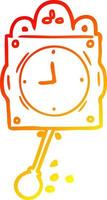 relógio de tique-taque de desenho de linha de gradiente quente com pêndulo vetor