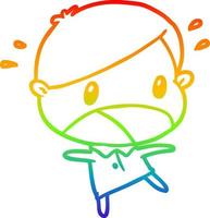 desenho de linha de gradiente de arco-íris bonito homem chocado vetor