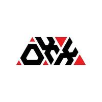 design de logotipo de carta triângulo oxx com forma de triângulo. monograma de design de logotipo de triângulo oxx. modelo de logotipo de vetor de triângulo oxx com cor vermelha. logotipo triangular oxx logotipo simples, elegante e luxuoso. oxx