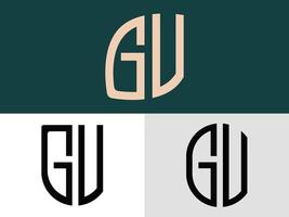 pacote de designs de logotipo gv de letras iniciais criativas. vetor