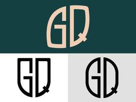 pacote de designs de logotipo gq de letras iniciais criativas. vetor