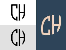 letras iniciais criativas ch pacote de designs de logotipo. vetor
