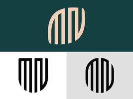 pacote de designs de logotipo mn de letras iniciais criativas. vetor