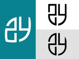 pacote de designs de logotipo zy de letras iniciais criativas. vetor