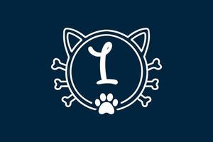 desenhos de logotipo de letra l monograma de gato. vetor