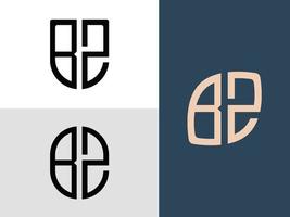 pacote criativo de designs de logotipo bz de letras iniciais. vetor
