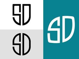 pacote de designs de logotipo sd de letras iniciais criativas. vetor