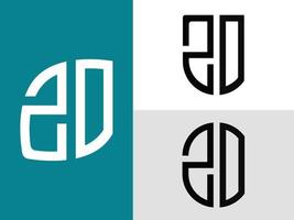 pacote de designs de logotipo de letras iniciais criativas zo. vetor