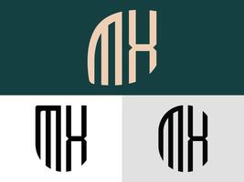 pacote de designs de logotipo mx de letras iniciais criativas. vetor