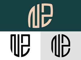 pacote de designs de logotipo de letras iniciais criativas nz. vetor