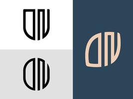 pacote de designs de logotipo dn de letras iniciais criativas. vetor