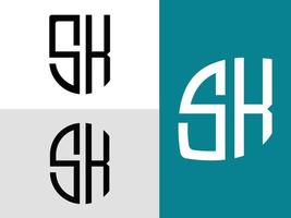 pacote de designs de logotipo de letras iniciais criativas sk. vetor