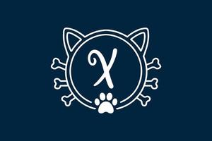 desenhos de logotipo de letra x monograma de gato. vetor