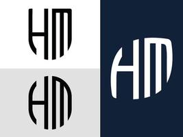 letras iniciais criativas pacote de designs de logotipo hm. vetor