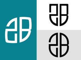 pacote de designs de logotipo zb de letras iniciais criativas. vetor