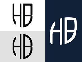 pacote de designs de logotipo hb de letras iniciais criativas. vetor