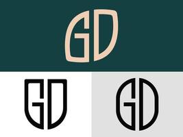 pacote de designs de logotipo gd de letras iniciais criativas. vetor