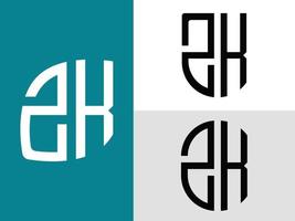 pacote criativo de designs de logotipo zk de letras iniciais. vetor