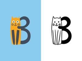 desenhos de logotipo de letra b de gatos fofos. vetor