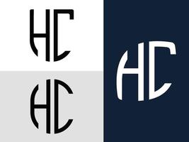 letras iniciais criativas hc pacote de designs de logotipo. vetor