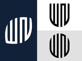 letras iniciais criativas wn pacote de designs de logotipo. vetor