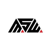 MSW design de logotipo de letra de triângulo com forma de triângulo. monograma de design de logotipo de triângulo msw. modelo de logotipo de vetor de triângulo msw com cor vermelha. logotipo triangular msw logotipo simples, elegante e luxuoso. msw