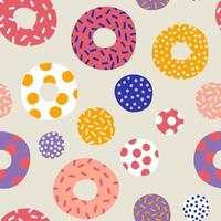 bolo de donut abstrato colorido de vetor com cobertura ou geada sem costura padrão para embalagem ou papel de embrulho.
