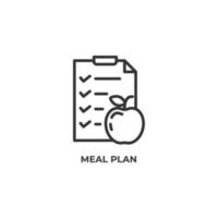 sinal de vetor de símbolo de plano de refeição é isolado em um fundo branco. cor do ícone editável.