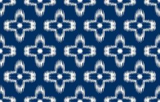 fundo de design étnico ikat branco e azul. sem costura padrão floral ikat em arte abstrata de bordado tribal, popular. impressão de ornamento de arte. design para tapete, papel de parede, roupas, embrulho, moda de tecido vetor