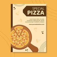 modelo de cartaz de comida de pizza ilustração vetorial de fundo de desenho animado desenhado à mão vetor
