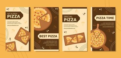 modelo de histórias de mídia social de comida de pizza ilustração vetorial de fundo de desenho animado desenhado à mão vetor