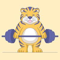 ilustração vetorial de fitness de tigre fofo vetor