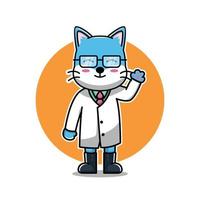 vetor de ilustração de gato médico vestindo seu uniforme.Vetor de saúde e profissão, ilustração animal