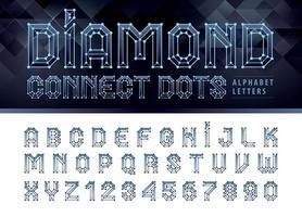 linha de diamante conectar pontos letras do alfabeto e números, vetor