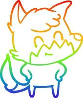 desenho de linha gradiente arco-íris desenho animado raposa amigável vetor