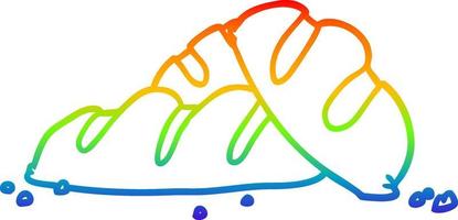 linha de gradiente arco-íris desenhando pães de pão recém-assado vetor