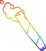 desenho de linha de gradiente de arco-íris conjunto de fumar dos desenhos animados vetor