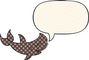 tubarão de desenho animado e bolha de fala no estilo de quadrinhos vetor
