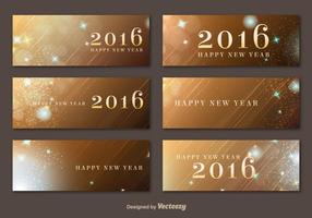 Banners de ouro feliz ano novo de 2016 vetor