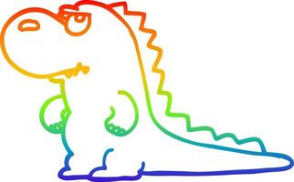 desenho de linha de gradiente de arco-íris desenho animado dinossauro irritado vetor