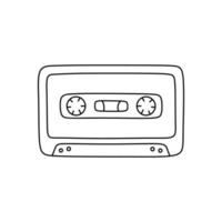 Retro Impressão De Música. Doodle Cassete Com Fita E Fones De Ouvido Estilo  Dos Anos 90. Jogador Musical E Registro Para Gramofone, Vintage Brilhante  Vector Pop Sem Costura Padrão Música Retro Doodle