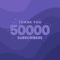 obrigado 50.000 inscritos celebração de 50k inscritos. vetor