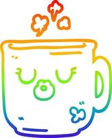 caneca de café quente de desenho de linha de gradiente de arco-íris vetor