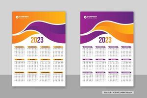 design de modelo de impressão de calendário de parede abstrato 2023 e design de calendário de mesa de negócios colorido ou design de modelo de calendário de ano novo 2023.
