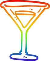 martini de desenho de linha de gradiente de arco-íris vetor