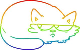 desenho de linha de gradiente de arco-íris desenho de gato suspeito vetor
