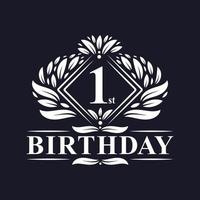 logotipo de aniversário de 1 ano, celebração de 1º aniversário de luxo. vetor